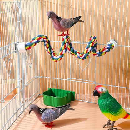 Bird Rope Perch 24 Inch, Colorful Cotton Parrot Bungee Swing, Bendable Cage - Image 8