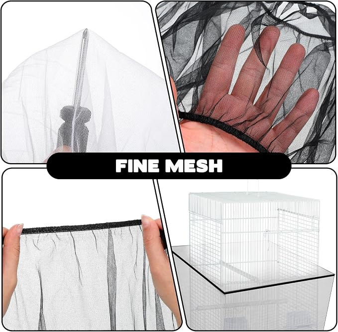 2pcs Large Bird Cage Seed Catcher Guards, Breathable Airy Nylon Mesh Material - Image 3