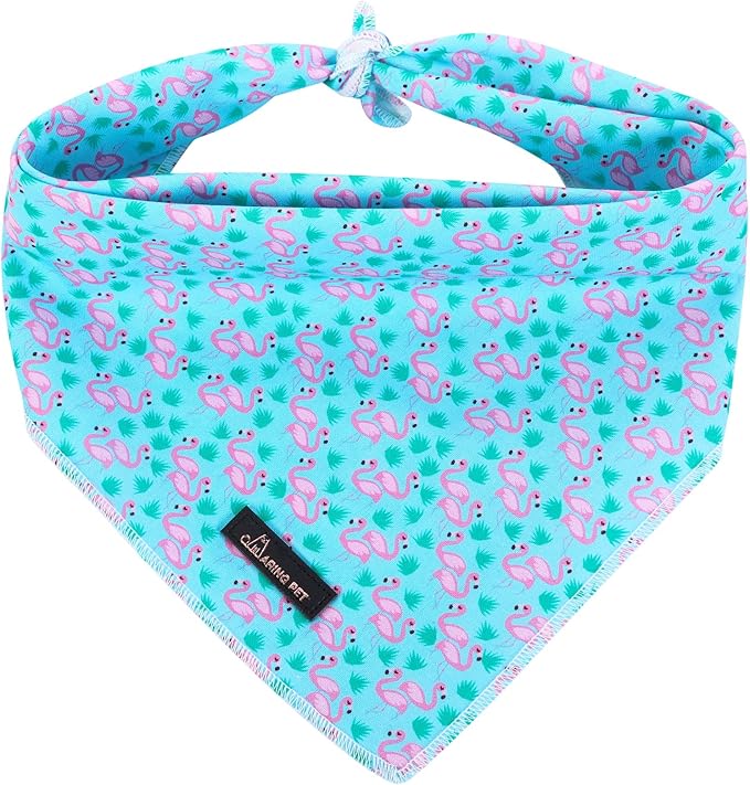 ARING PET Summer Dog Bandanas, Turquoise Flamingo Kerchief Triangle Bibs Scarf by ARINGPET