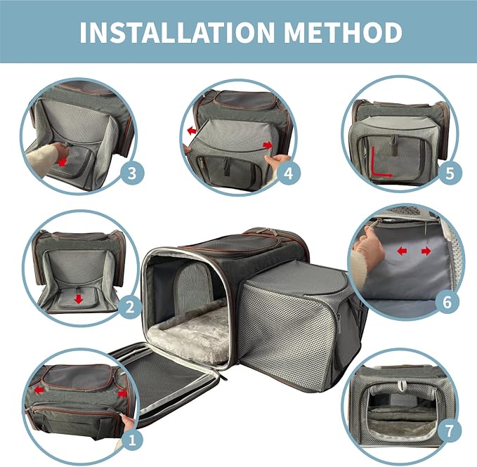 Mr. Peanut's Expandable Airline Approved Soft Sided Pet Carrier, Luxury Travel - Image 8