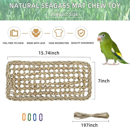 Bird Seagrass Mat 16 × 7" Parrot Natural Grass Woven Net Hammock Parakeet - Image 2