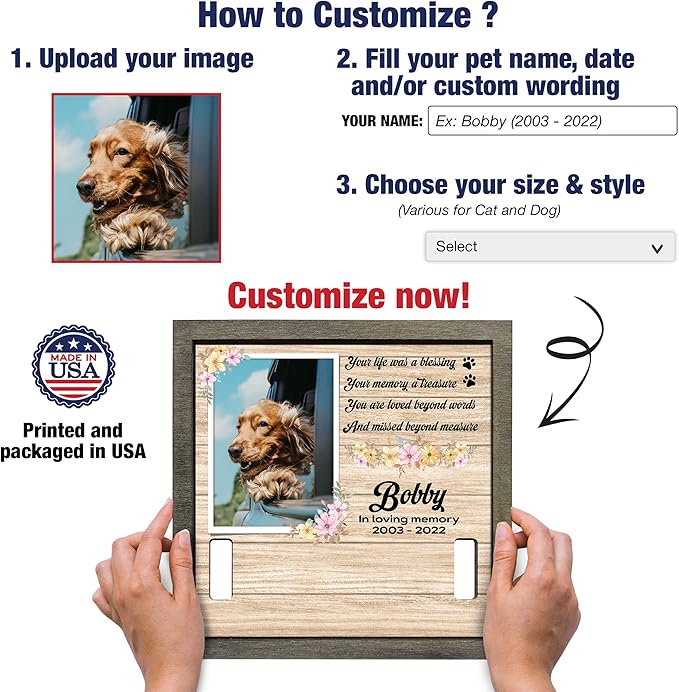Memorial Gifts Customized Dog Picture Frame Dog Loss Sympathy Gift Personalized - Image 2