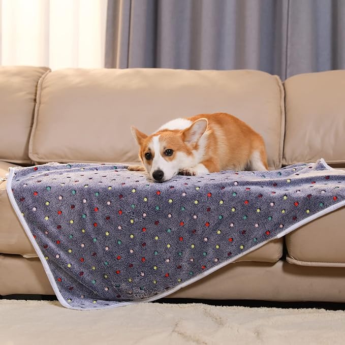 Luciphia 1 Pack 3 Blankets Super Soft Cute Dot Pattern Pet Blanket Flannel Throw - Image 6