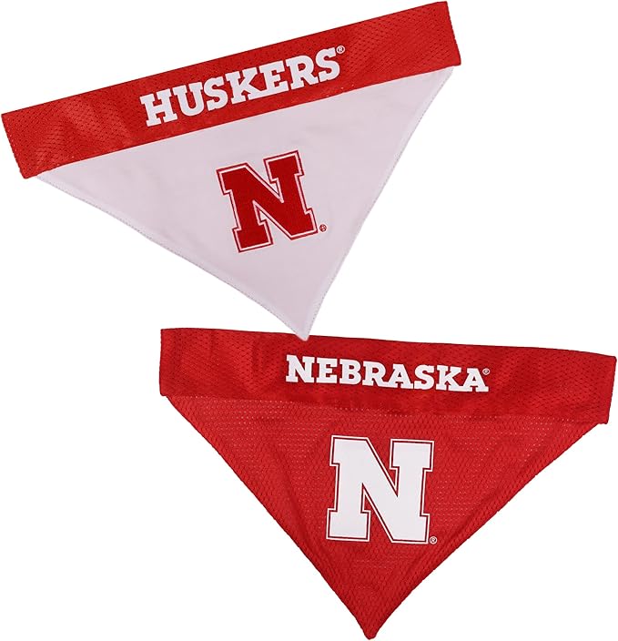 Pets First Collegiate Pet Accessories, Reversible Bandana, Nebraska Cornhuskers by PETSFIRST