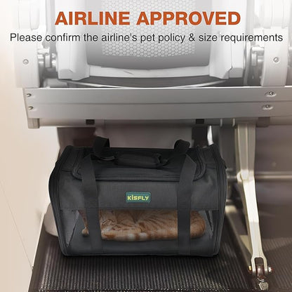 Airline Approved Cat and Small Dog Carrier 17"x11"x9.5"– Soft-Sided, Foldable - Image 3