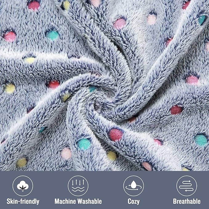 1 Pack 3 Blankets Super Soft Cute Dot Pattern Pet Blanket Flannel Throw - Image 3