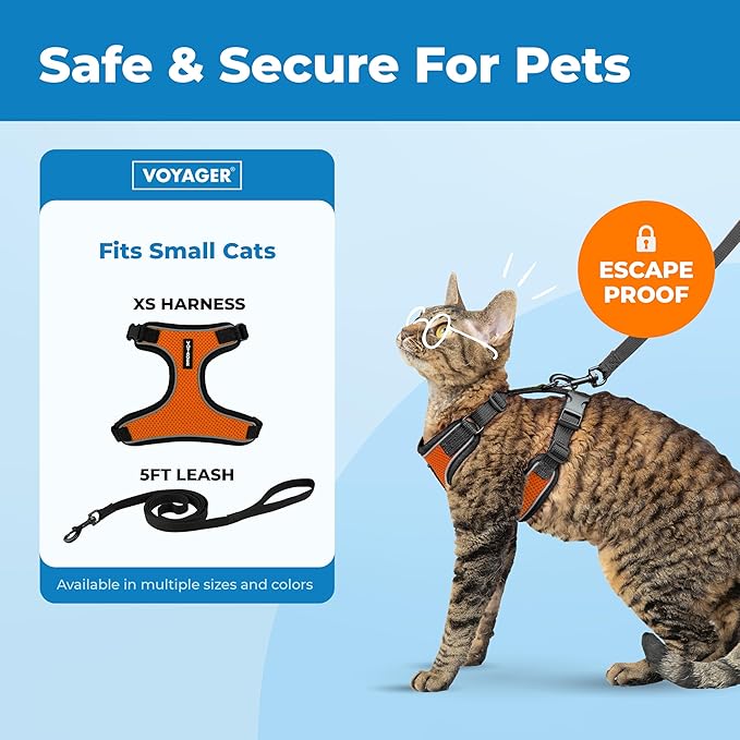Voyager Escape-Proof Step-in Lock Cat Harness & 5ft Neoprene-Handle Leash Set - Image 2