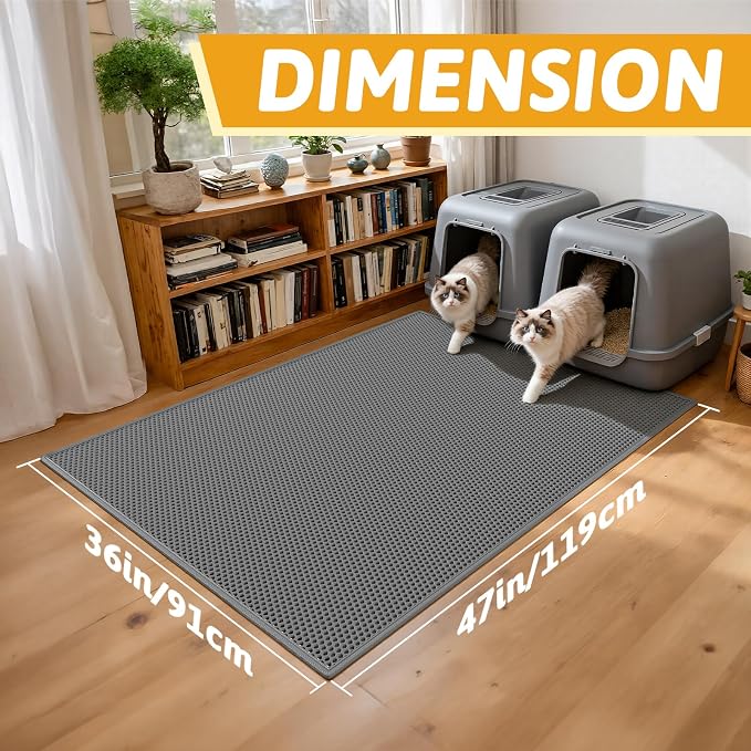 Pieviev Cat Litter Mat Double Layer Waterproof Urine Proof Trapping Mat 1 Pack) - Image 2
