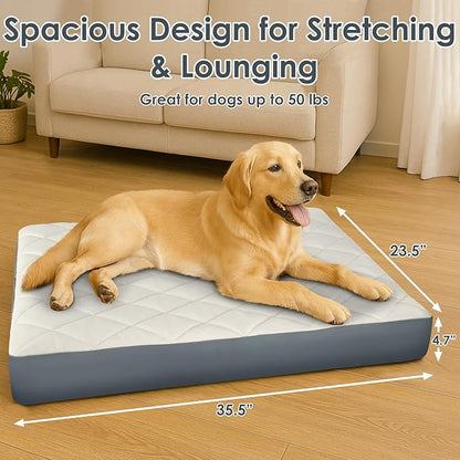 35.5" x 23.5" x 4.7" Large Orthopedic Dog Beds, Waterproof Faux Leather Memory - Image 5