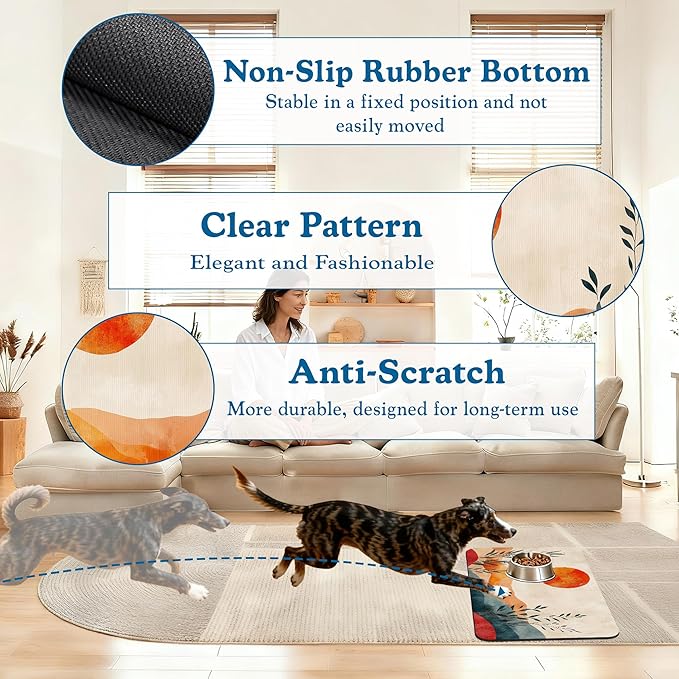 Boho Mountain Sun Pet Food Mat for Cats and Dogs–Christmas Stocking Absorbent - Image 4