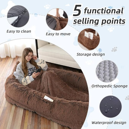 Human Dog Bed, Washable Faux Fur Pet Bed - Image 3