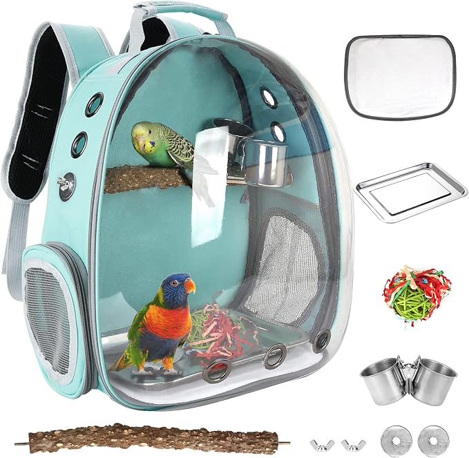 Bird Backpack Carrier with Perch, Portable Wild Bird Travel Cage Bag, Parrot by SSAWcasa