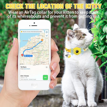 BINGPET AirTag Cat Collar with Bells, Upgraded Safety Elastic Cat Collar with - Image 4