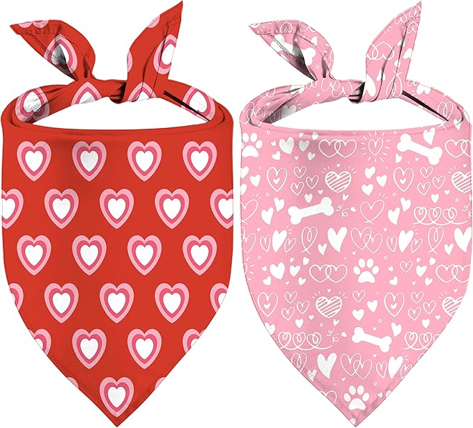 Valentine's Day Dog Bandana, 2 Pack Adjustable Holiday Party Birthday Pets by XGXHZYLC