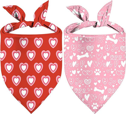 Valentine's Day Dog Bandana, 2 Pack Adjustable Holiday Party Birthday Pets by XGXHZYLC
