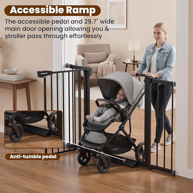 29.7-46" Extra Wide Baby Gate for Stairs, Pressure Mounted Dog Gate Indoor for - Image 5
