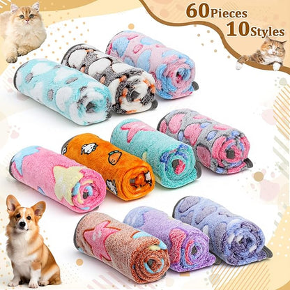 60 Pcs Puppy Blanket Bulk Soft Fluffy Flannel Pets Fleece Blankets - Image 3