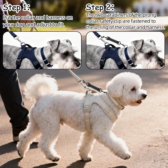 YUEPET Dog Safety Collar Clips 2 Pack Adjustable Prong Collar Backup Clips - Image 6