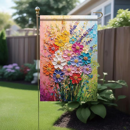 12x18 Inch Spring Garden Flag Colorful Flower Oil Painting Style Yard Banner - Image 6