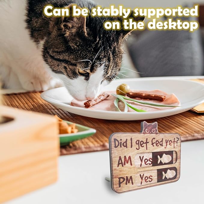 Cat Feeding Tracker-AM PM 2-Meal Wooden Fridge Magnets - Image 4