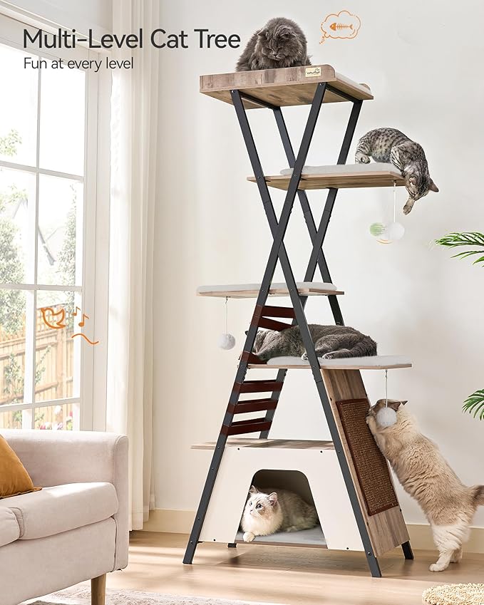 FourFurPets 72.4" Cat Tree, Modern Cat Tower - Image 2