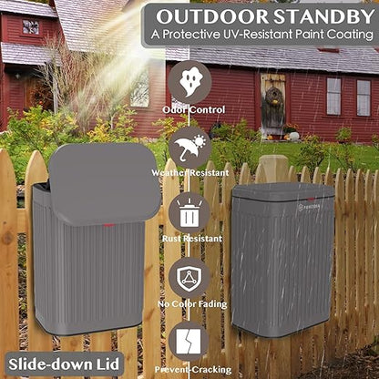 PAWZIDEA Dog Poop Trash Can Outside Wall Mount Odor Control, 2.1 Gallon Small - Image 3