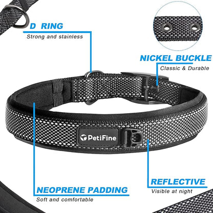 PetiFine Dog Collars for Small Dogs, Neoprene Padded Dog Collar, Reflective - Image 3