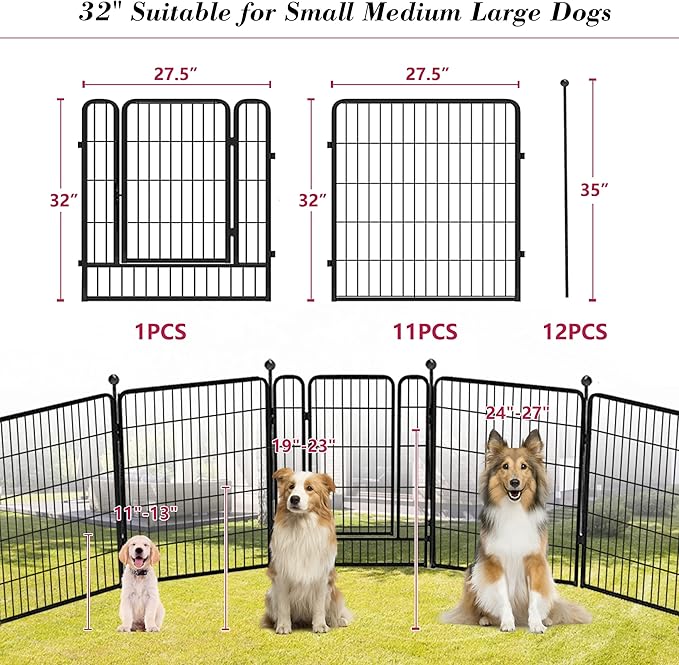 Dog Playpen 32 inch 12 Panels Indoor Dog Pen - Image 2