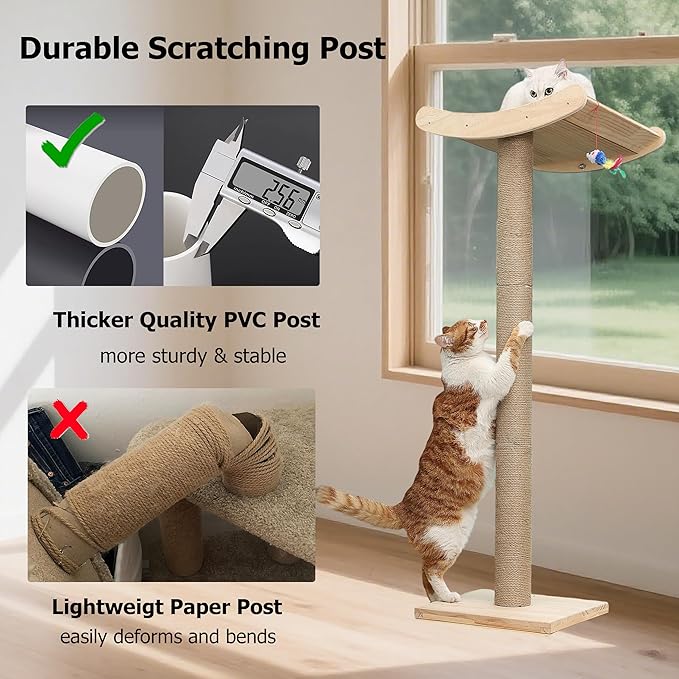Window Cat Perch with Scratching Posts, Mounted with 3 Strong Suction Cups - Image 5