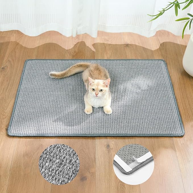 Cat Scratcher Mat, Natural Sisal Cat Scratch Pad, Horizontal Floor Cat by Conlun