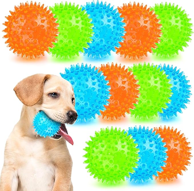 Puppy Toy 2.5” Squeaky Dog Balls Toys and Spikey Dog Ball by PUPTILYSTROE