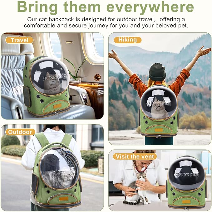 Cat Backpack Carrier, Breathable Cat Bubble Backpack Upgrade Large Space Cat - Image 7