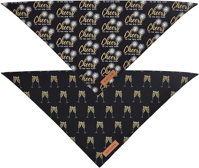 Realeaf New Year Dog Bandanas 2 Pack, Cheers to The New Year Dog Scarf - Image 3