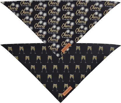 Realeaf New Year Dog Bandanas 2 Pack, Cheers to The New Year Dog Scarf - Image 3