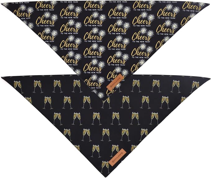 Realeaf New Year Dog Bandanas 2 Pack, Cheers to The New Year Dog Scarf - Image 3