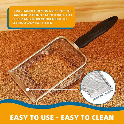 Cat Litter Scooper with Holder, Sturdy Litter Cleaner Corner Shovel, Stainless - Image 3