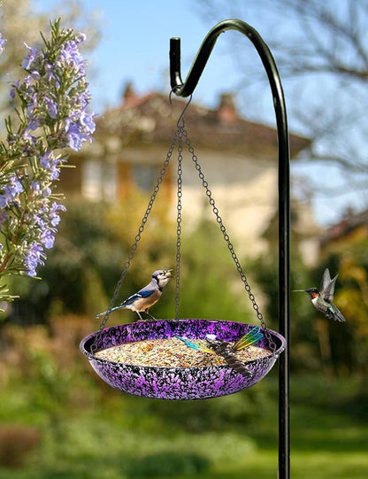 Hanging Bird Bath for Outdoor 11 Inch Colorful Purple&Blue Metal Bird Feeder - Image 3