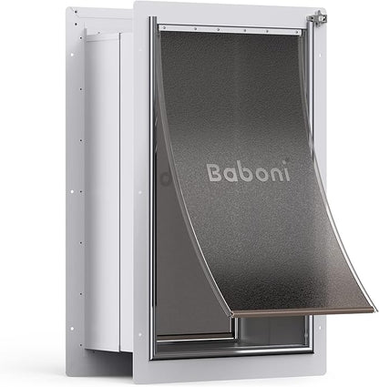 Baboni Pet Door for Wall, Steel Frame and Telescoping Tunnel, Aluminum Lock by Baboni