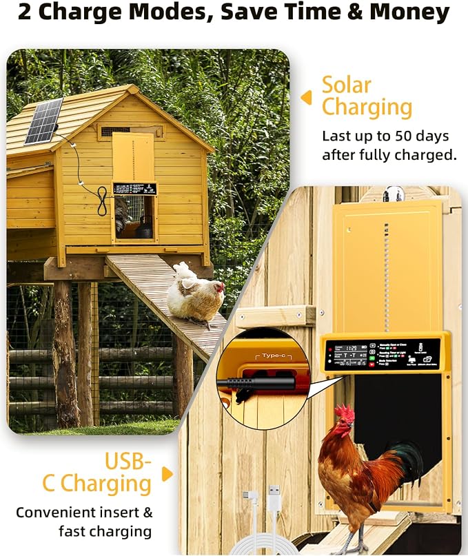 2025 Upgrade 7W Solar Power Chicken Door, Pet Deluxe Automatic Chicken Coop Door - Image 6