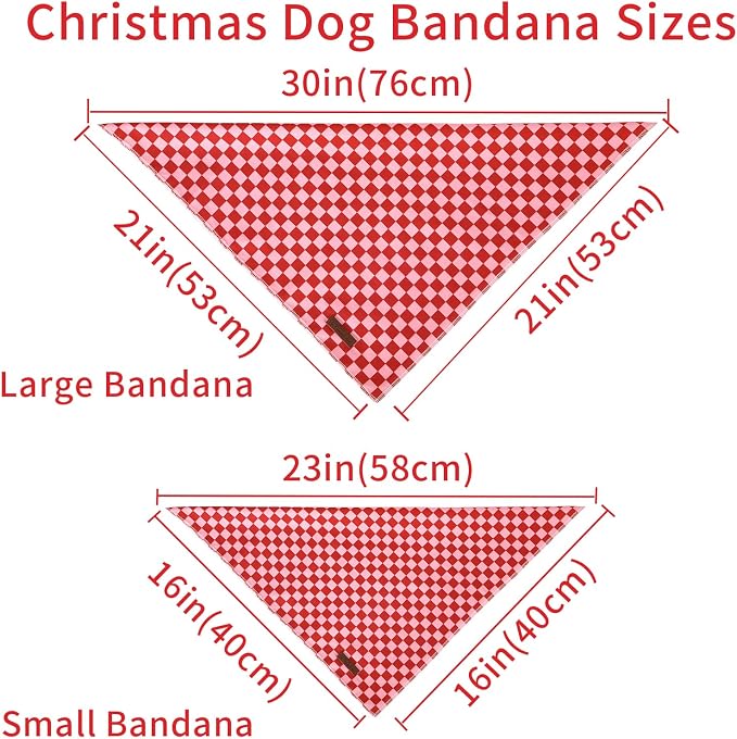 Red and Pink Plaid Dog Bandana–Red and Pink Checked Triangle Scarf - Image 6