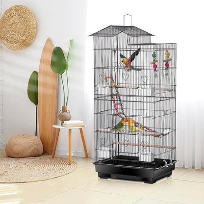 39-Inch Roof Top Bird Cage Large Flight Parrot Cage w/Toys - Image 3