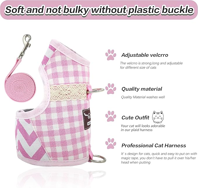 Cat Harness and Leash for Walking Escape Proof, Adjustable Cat Vest Harness - Image 4