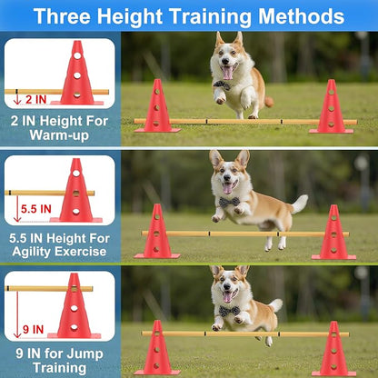Dog Agility Training Hurdle Cone Set, Adjustable Dog Agility Equipment Obstacle - Image 4