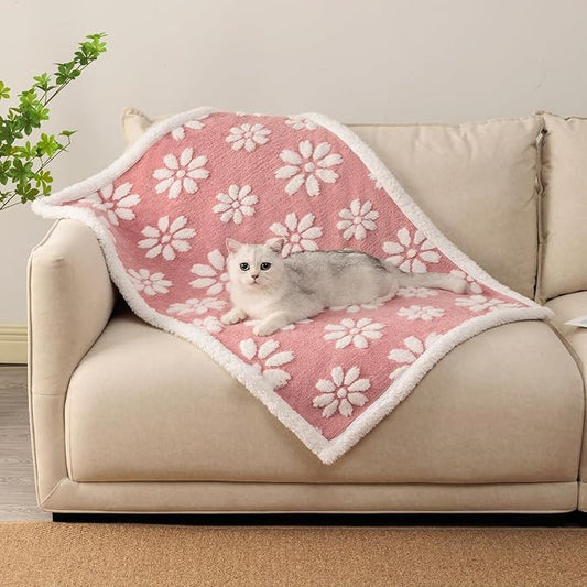 Waterproof Blanket for Dog Puppy Cat, Cute 3D Textured Flower Dog Blanket for by Yaning