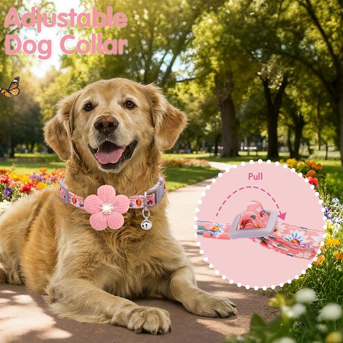 Large Dog Collar with Flower, Dog Collars - Image 5