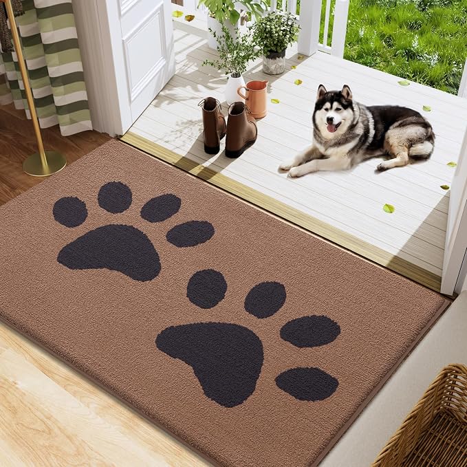 Buganda Dog Door Mat for Muddy Paws, Absorbent Dirt Trapper Washable Indoor by Buganda