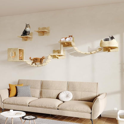 9-in-1 Cat Wall Shelves, Wall Mounted Cats Furniture Set by Homiflex