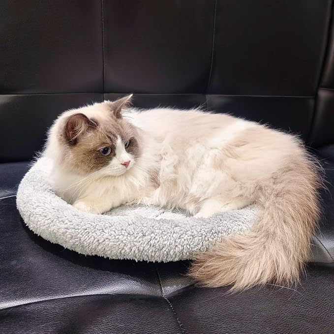 Enjoying Plush Cat Bed Mat, 15.75" Round, Self Warming Dog Bed - Image 6