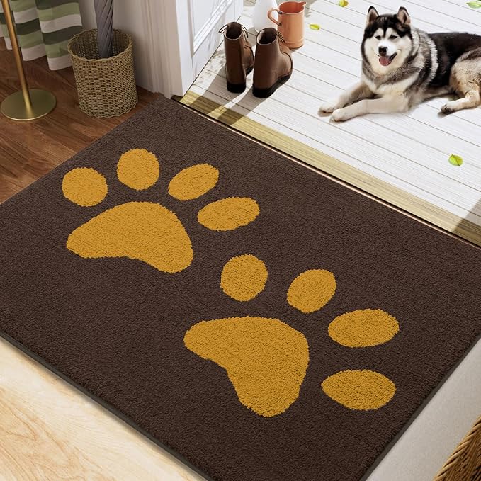 Buganda Dog Door Mat for Muddy Paws, Absorbent Dirt Trapper Washable Indoor by Buganda