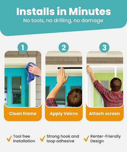 Flux Phenom Magnetic Screen Door Mesh 38x82 Inch – Easy Install, Strong Magnet - Image 5